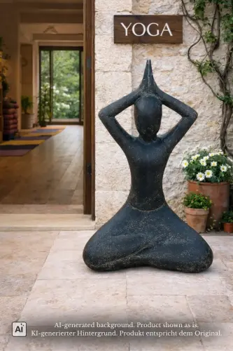 Product image of the product “Sitting woman in Yoga position - Arms Low, in the sizes from 30 to 155cm, cast stone, antique finish ”